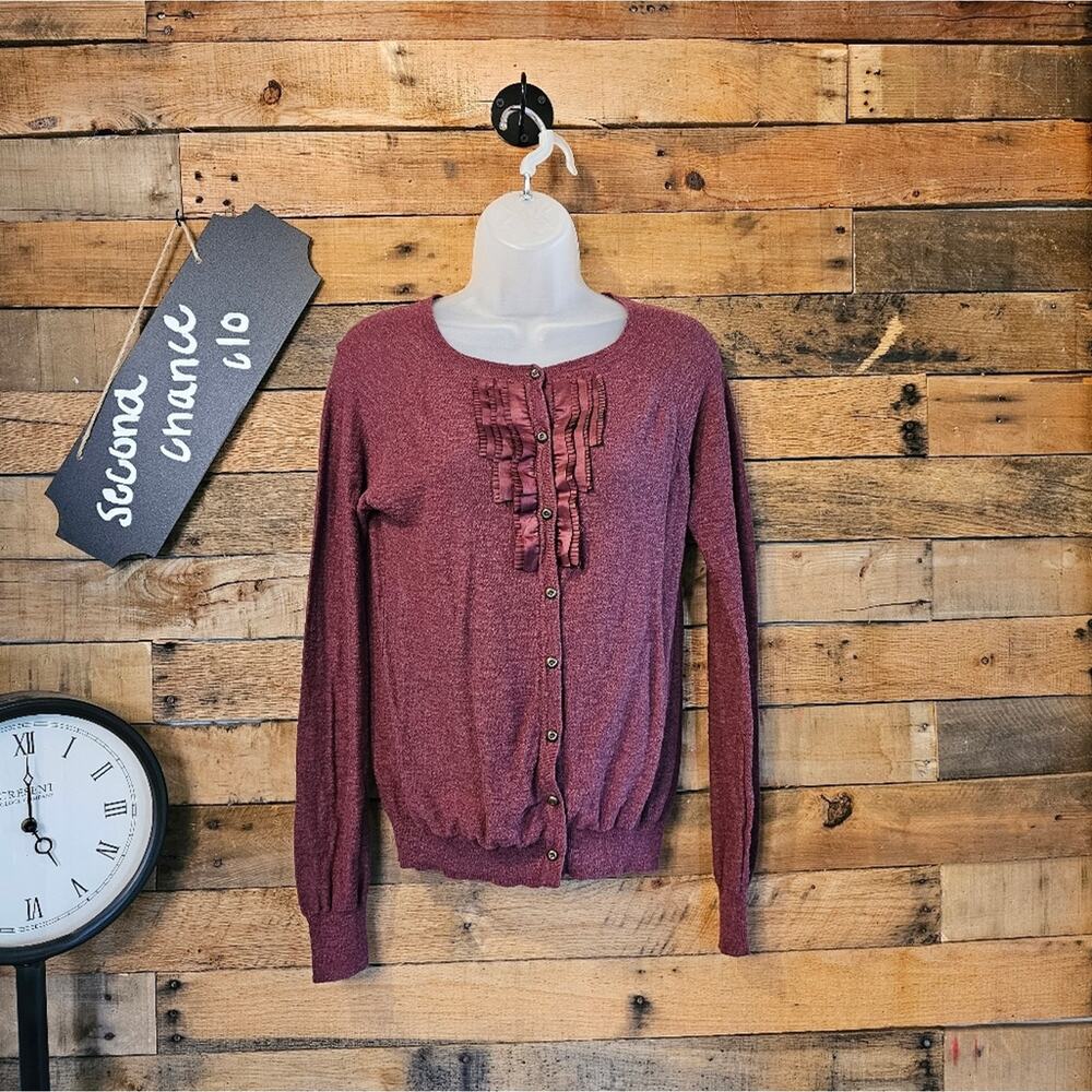 SALE-Eddie Bauer Women's Burgundy cropped Cardigan Sweater size M/L